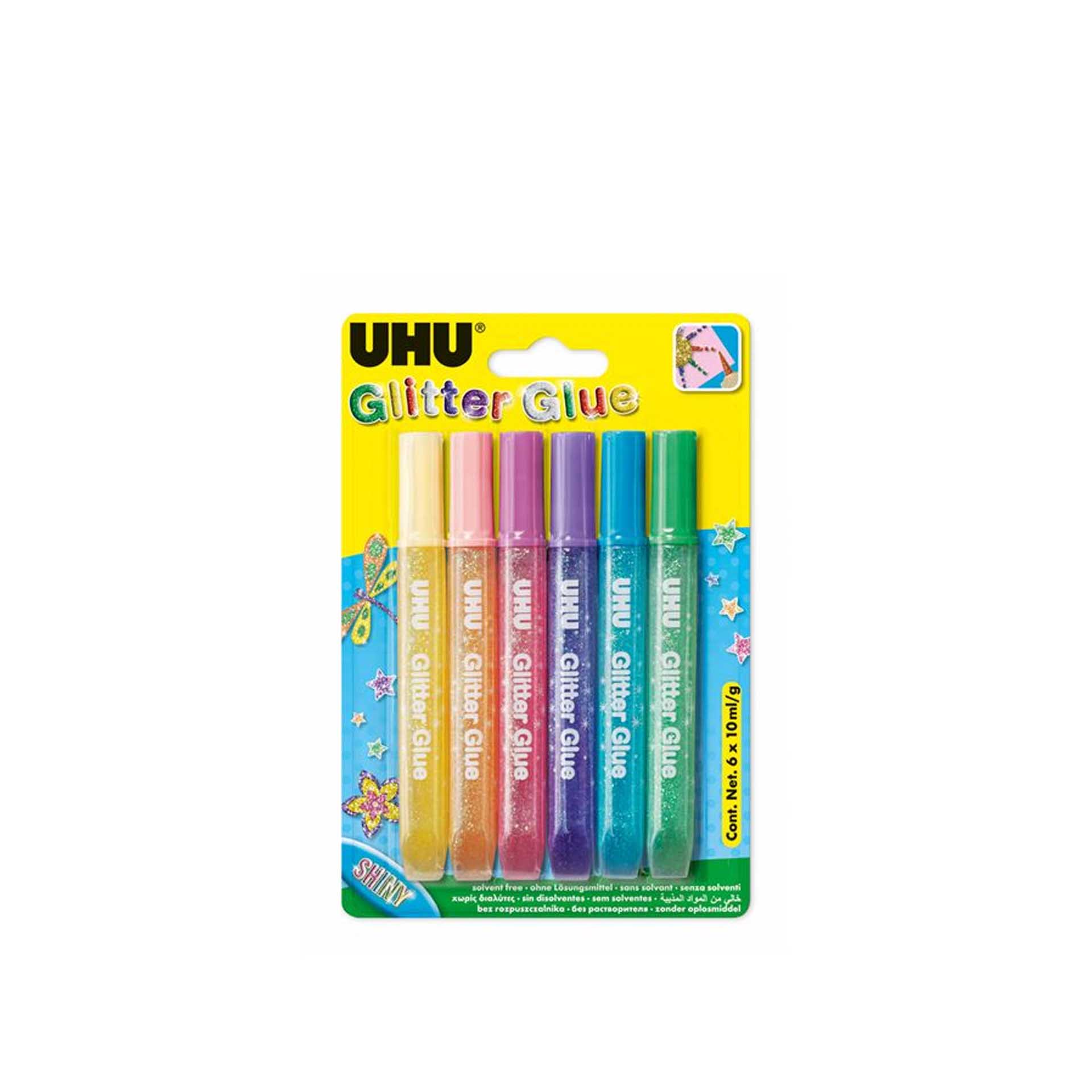 Cola Uhu Creativ Glitter Shinny 6 Cores