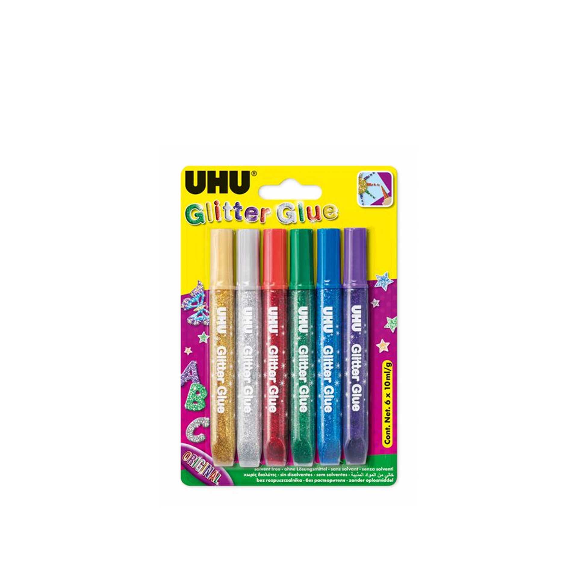 Cola Uhu Creativ Glitter Original 6 Cores