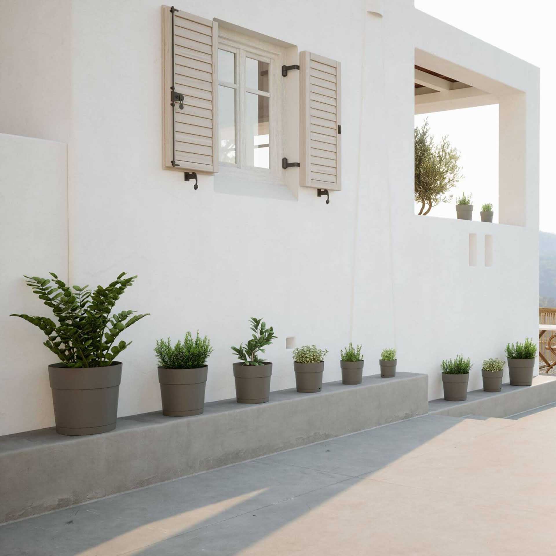 Vaso Capri Largo Com Reserva Água Ø19.5X18.4cm 4L Antracite