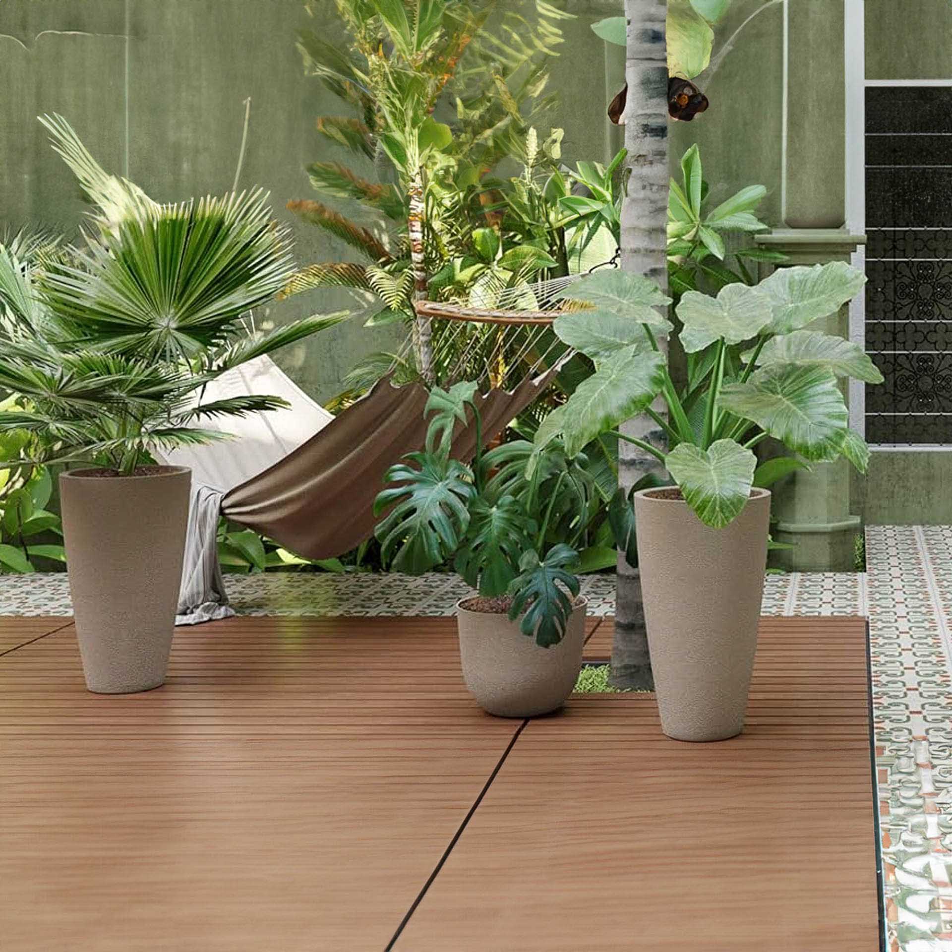 Vaso Havana Natural Alto Ø40X70cm 56L Branco Granito