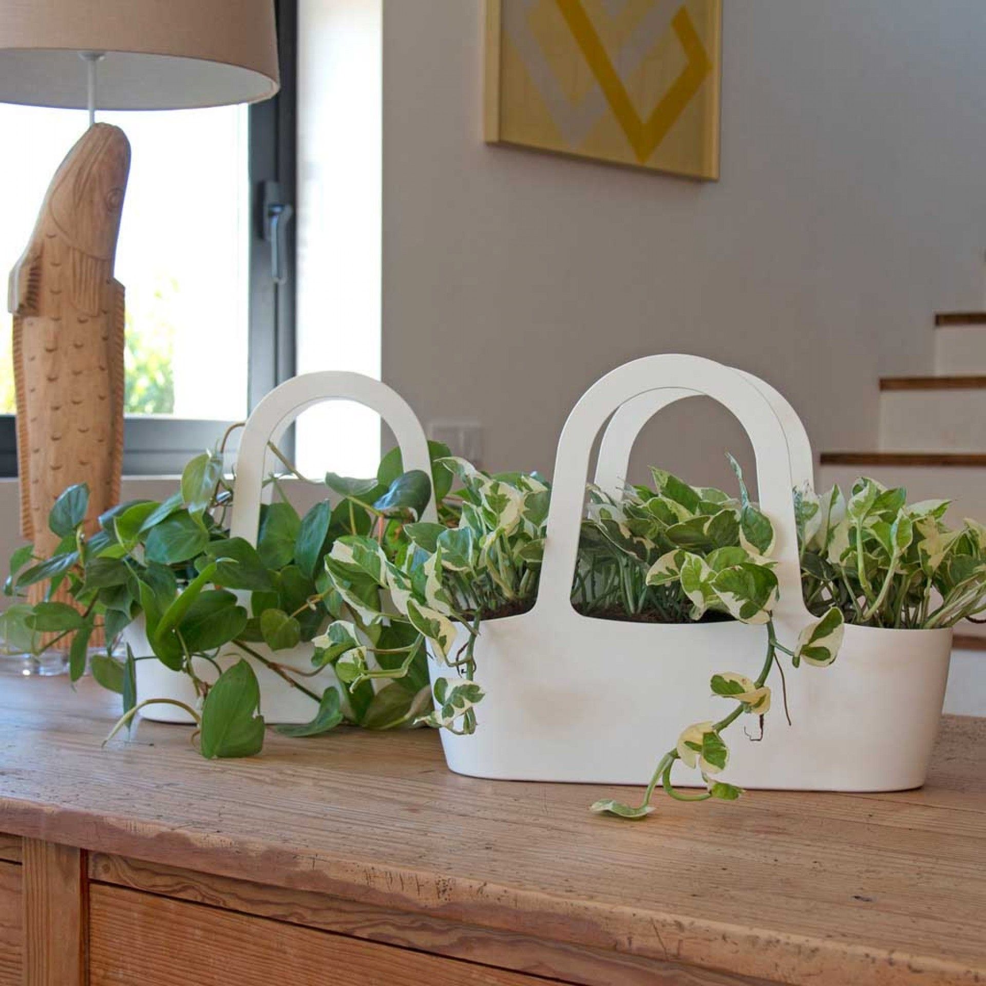 Floreira Bolsa Paris 43X16X34cm 7L Branco