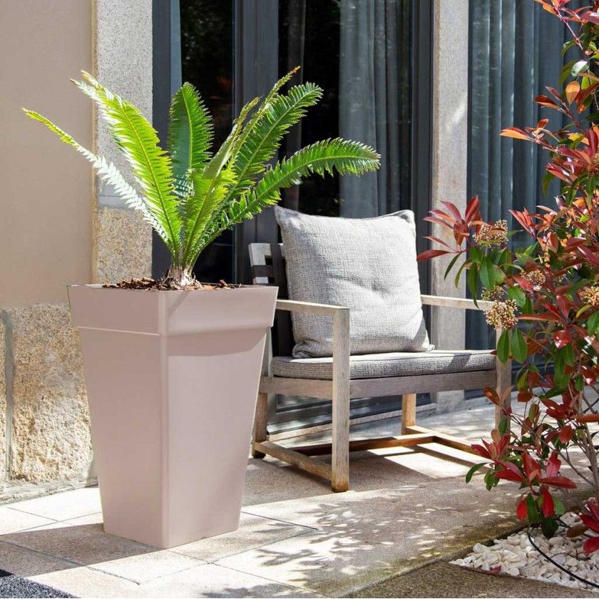 Vaso Capri Alto Quadrado 30L 30X30X49.5cm Tortora Mate