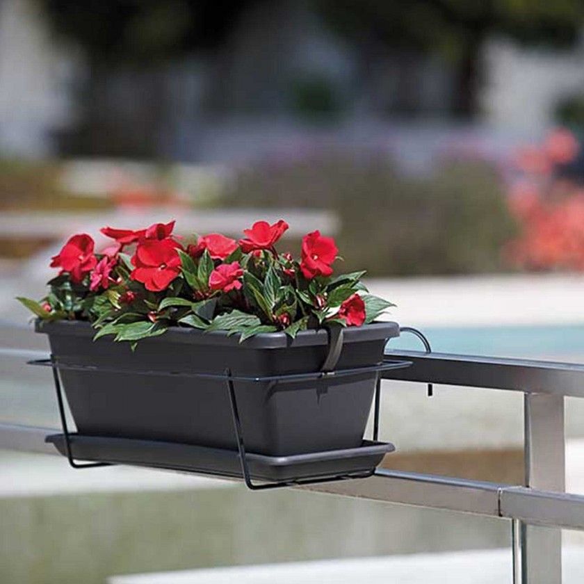 Floreira Venezia Prato + Suporte 50X29X17cm 10L Antracite Floreira Venezia Prato + Suporte 50X29X17cm 10L Antracite