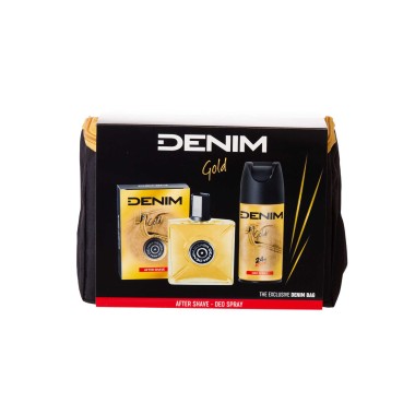 After Shave 100ml + Desodorizante 150ml + Bolsa Denim Gold 20X10X14cm