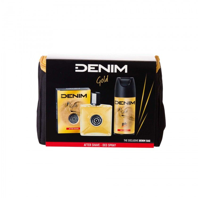 After Shave 100ml + Desodorizante 150ml + Bolsa Denim Gold 20X10X14cm