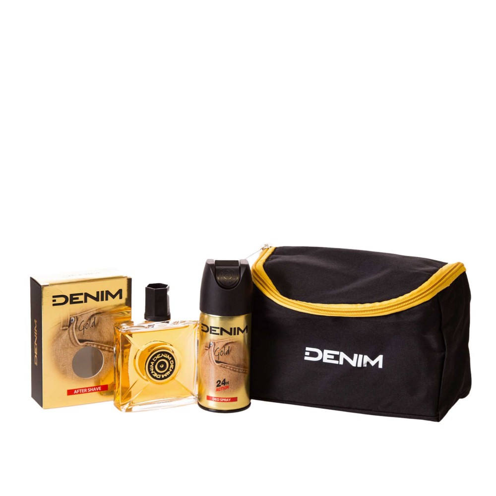 After Shave 100ml + Desodorizante 150ml + Bolsa Denim Gold 20X10X14cm