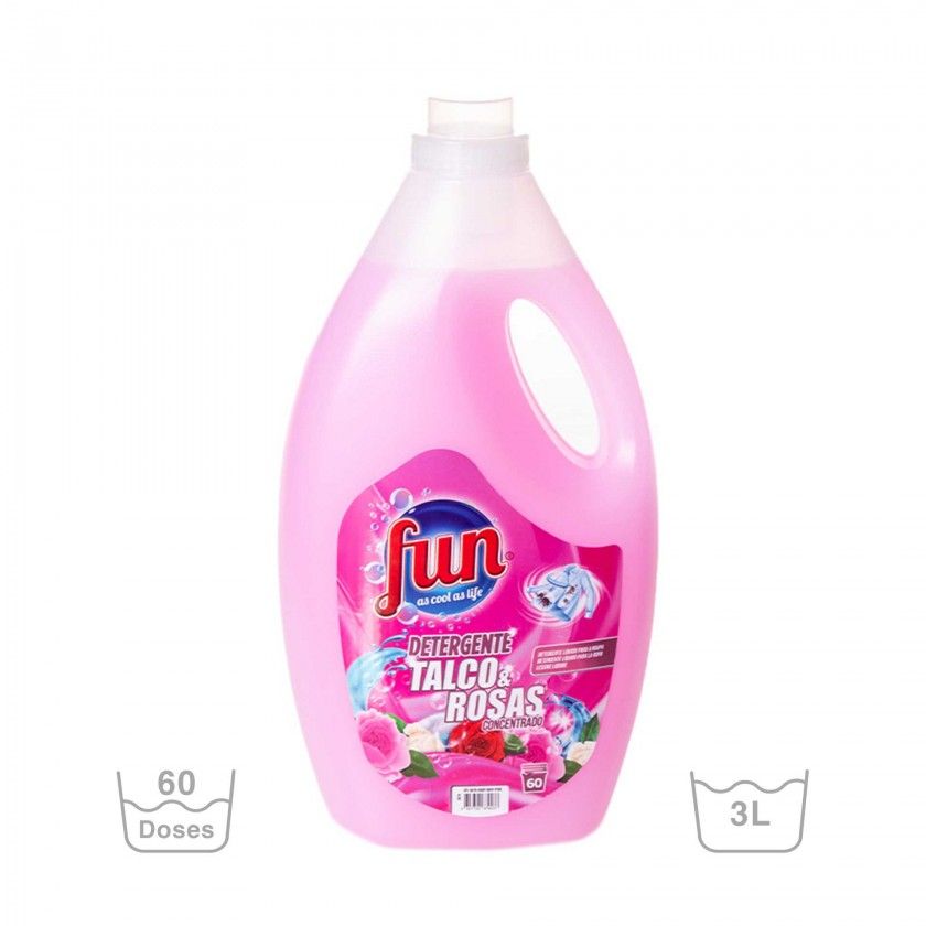 Detergente Roupa Fun Concentrado Talco e Rosas 3000ml Detergente Roupa Fun Concentrado Talco e Rosas 3000ml