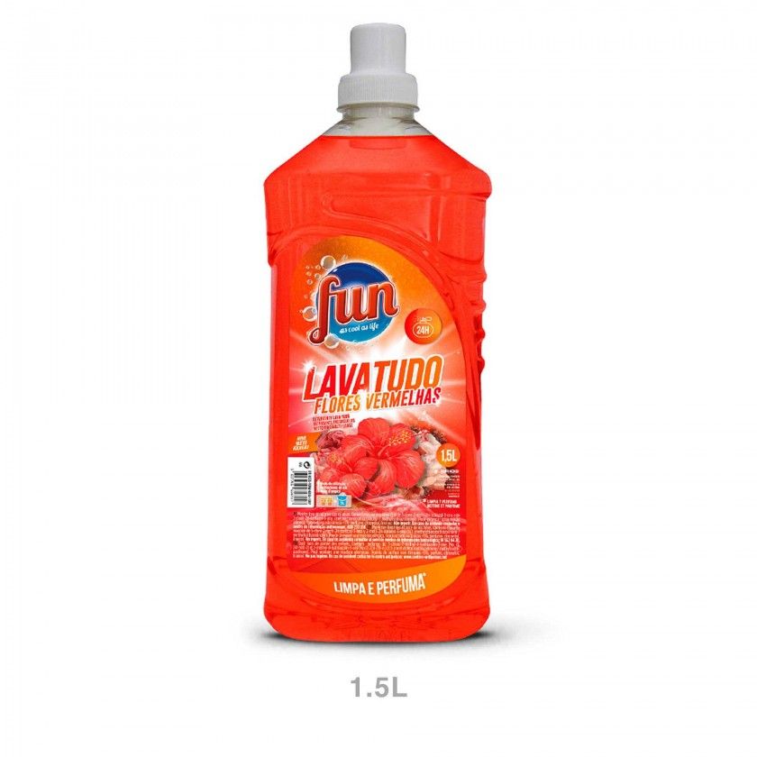 Detergente Lava Tudo Fun Flores Vermelhas 1500ml Detergente Lava Tudo Fun Flores Vermelhas 1500ml