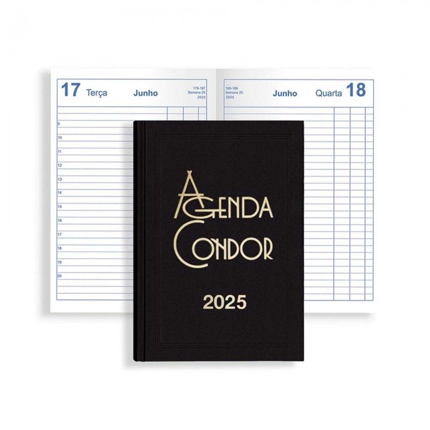 Agenda Diária 2025 Mini Condor Preto 10X16cm Agenda Diária 2025 Mini Condor Preto 10X16cm