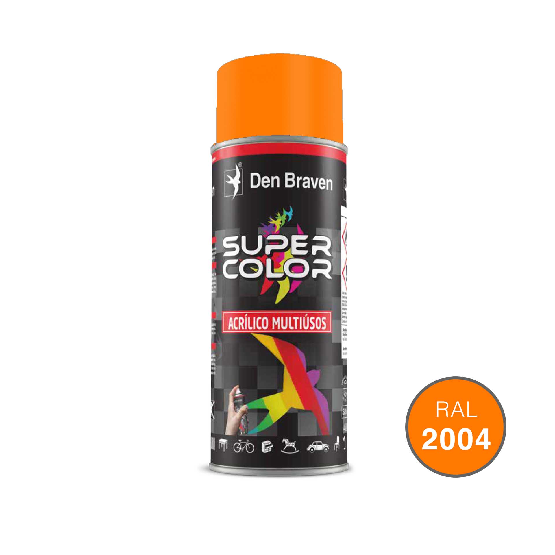 Spray Pintura Acrílico RAL2004 Laranja Puro 400ml