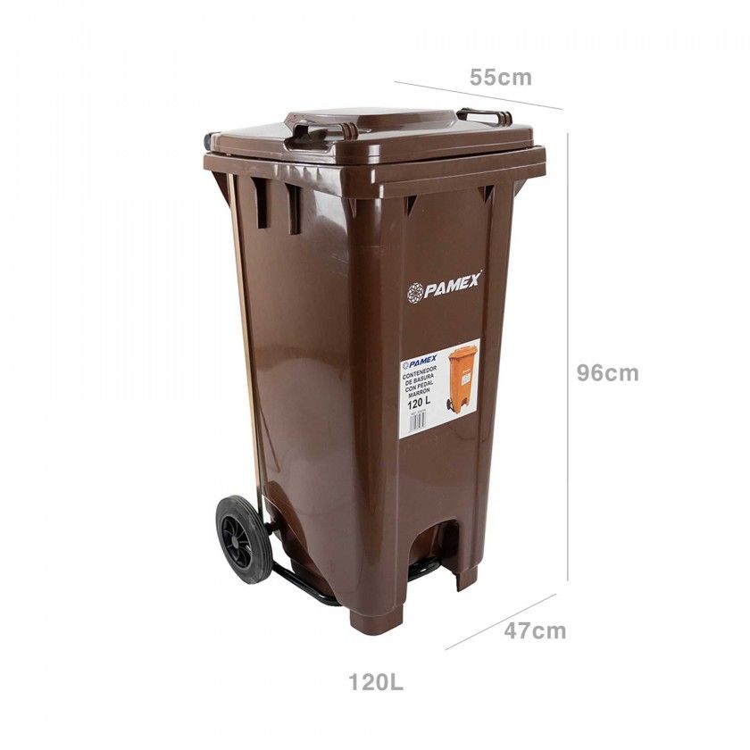 Contentor Lixo Castanho 120L 55X47X96cm