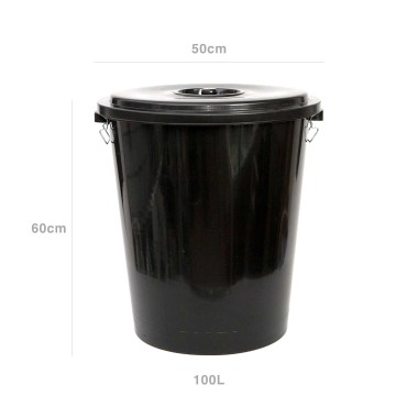 Contentor Lixo com Tampa Preto 100L 50X60cm