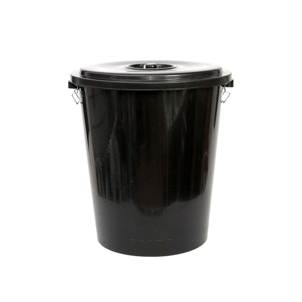 Contentor Lixo com Tampa Preto 100L 50X60cm