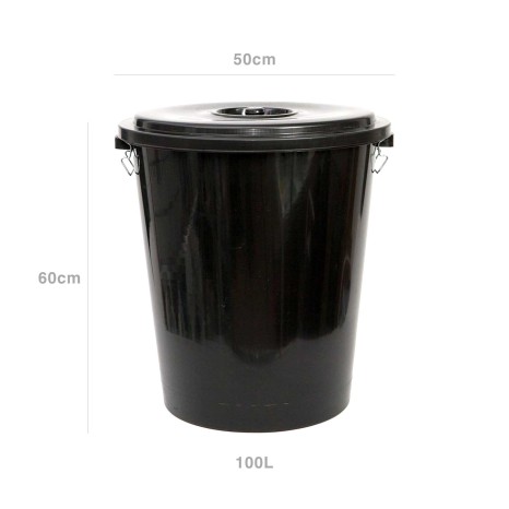 Contentor Lixo com Tampa Preto 100L 50X60cm - Image product