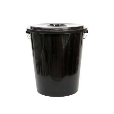 Contentor Lixo com Tampa Preto 100L 50X60cm