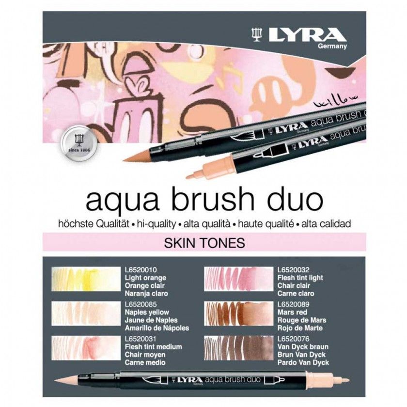 Marcador Pincel Lyra Tons Pele Pack 6