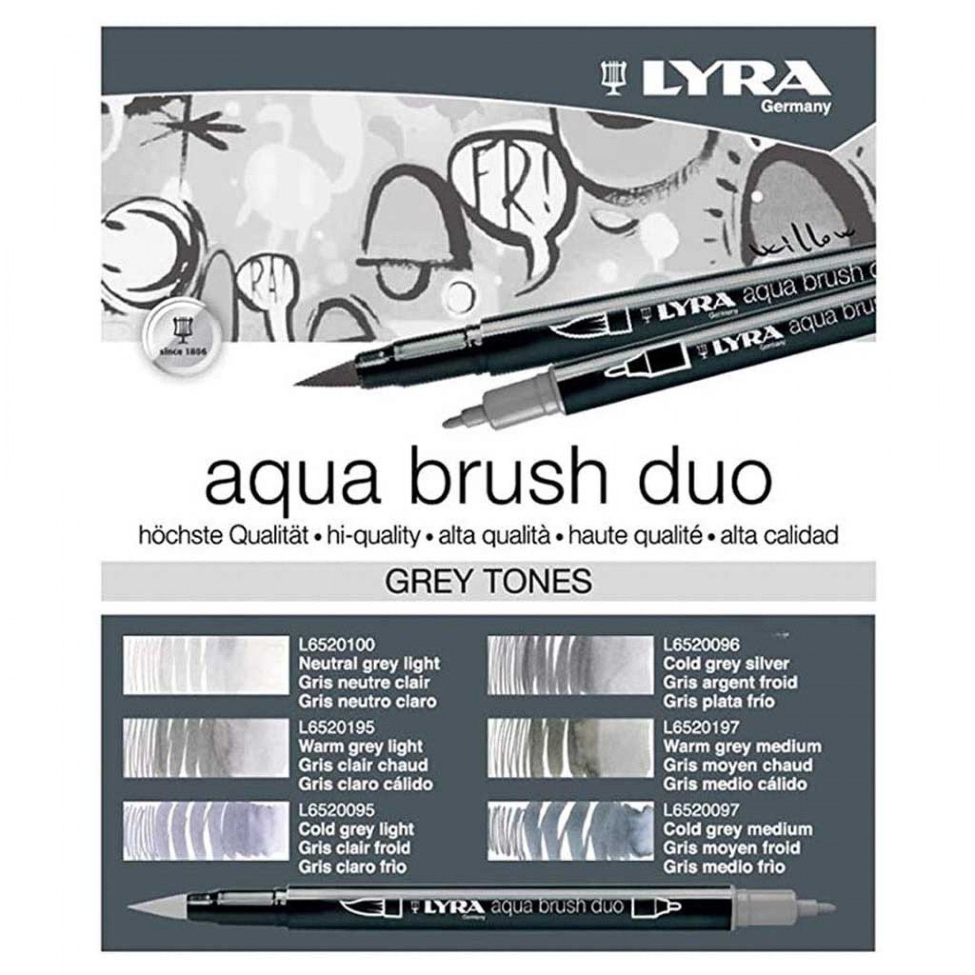 Marcador Pincel Lyra Tons Cinza Pack 6