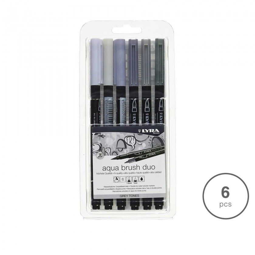 Marcador Pincel Lyra Tons Cinza Pack 6