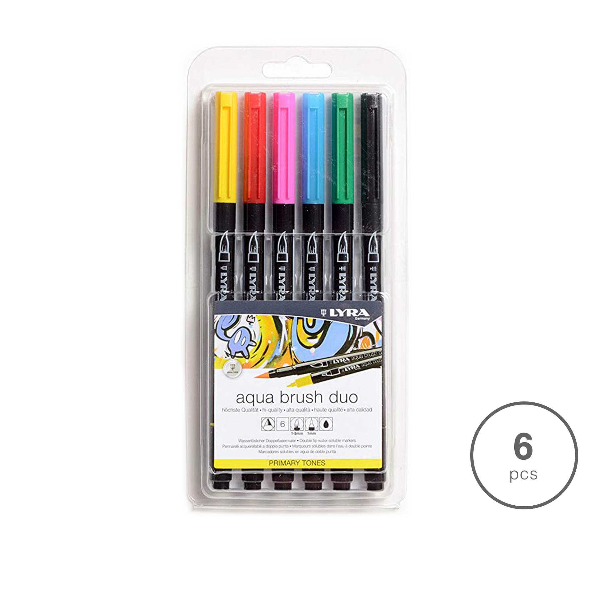 Marcador Pincel Lyra Tons Primários Pack 6