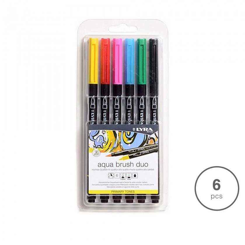 Marcador Pincel Lyra Tons Primários Pack 6 Marcador Pincel Lyra Tons Primários Pack 6
