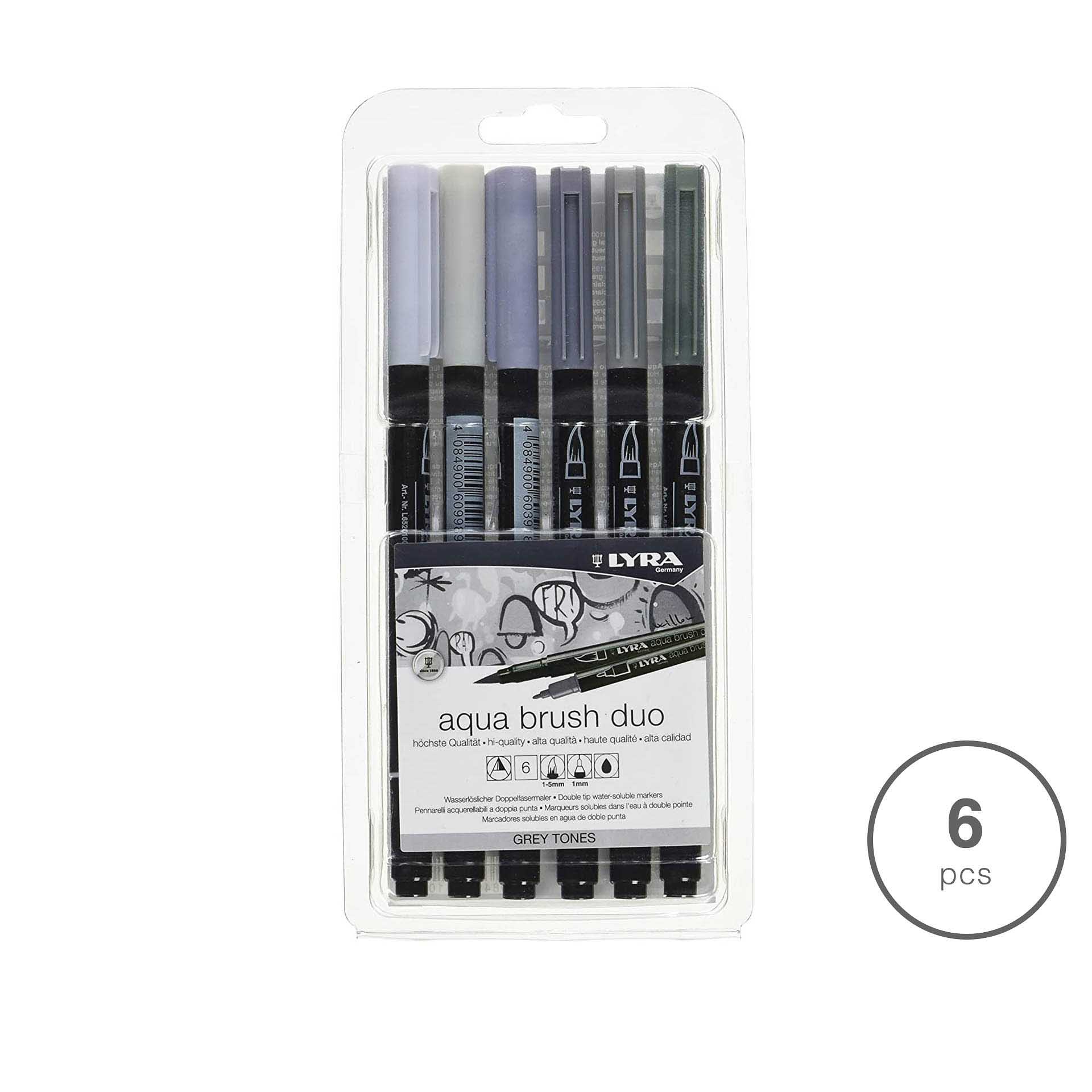 Marcador Pincel Lyra Tons Cinza Pack 6