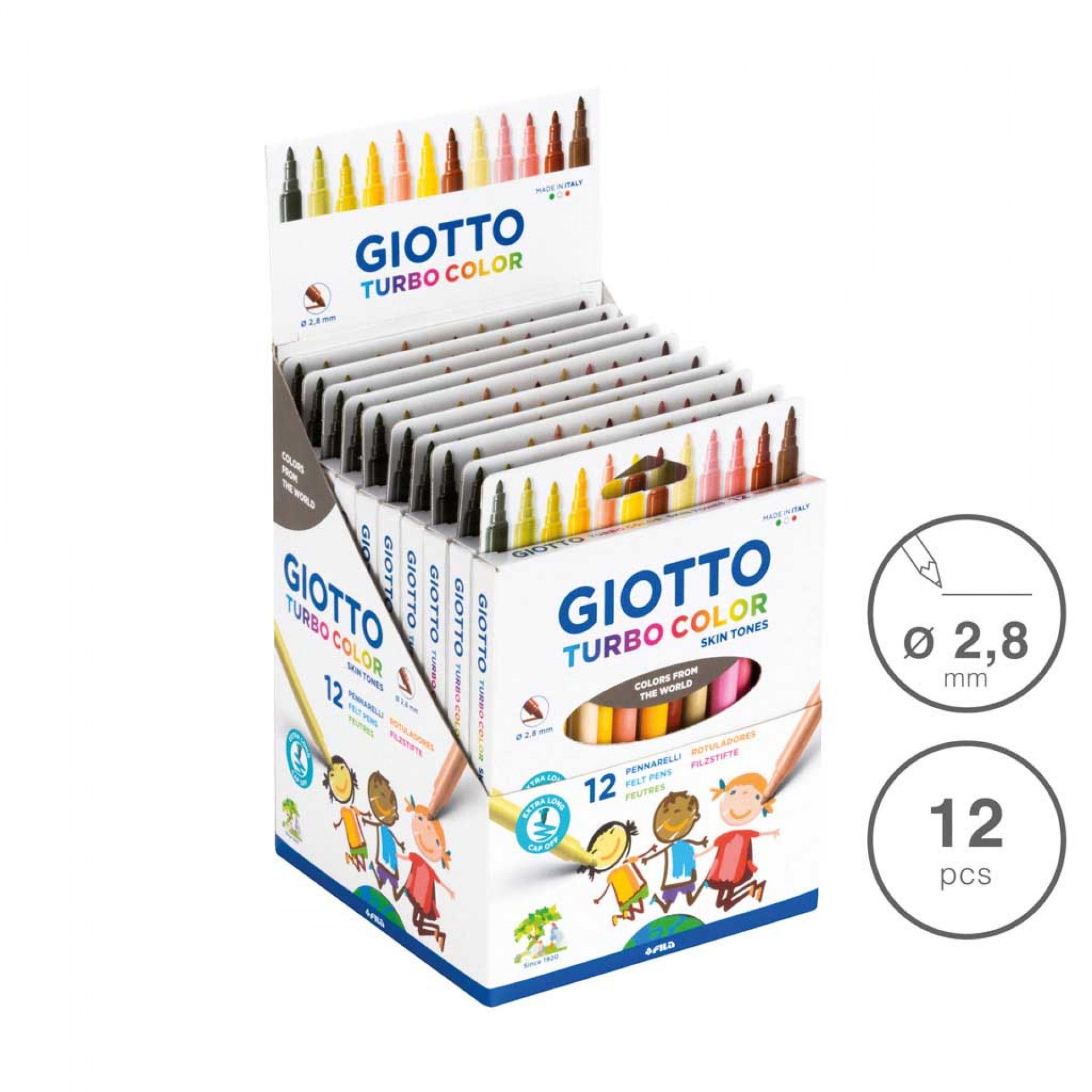 Marcador Giotto Skin Tones 12 Cores 2.8mm