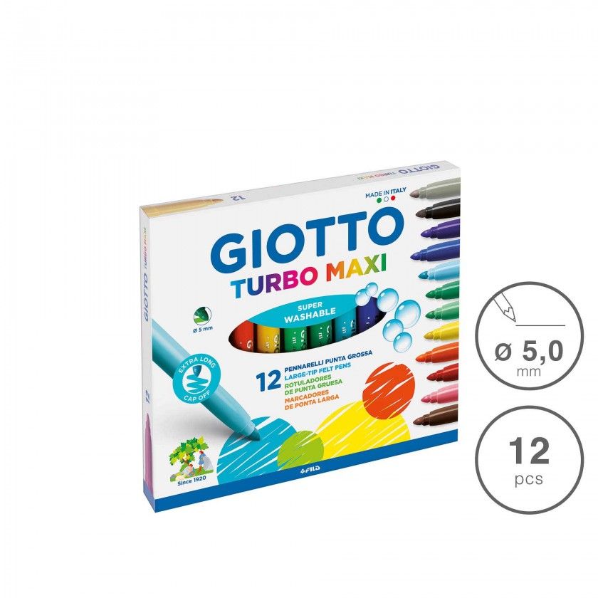 Marcador Giotto Turbo Maxi 5mm 12 Cores Marcador Giotto Turbo Maxi 5mm 12 Cores