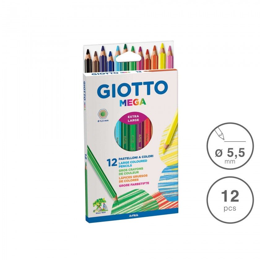 Lápis Cor Giotto Mega 5.5mm 12 Cores Lápis Cor Giotto Mega 5.5mm 12 Cores