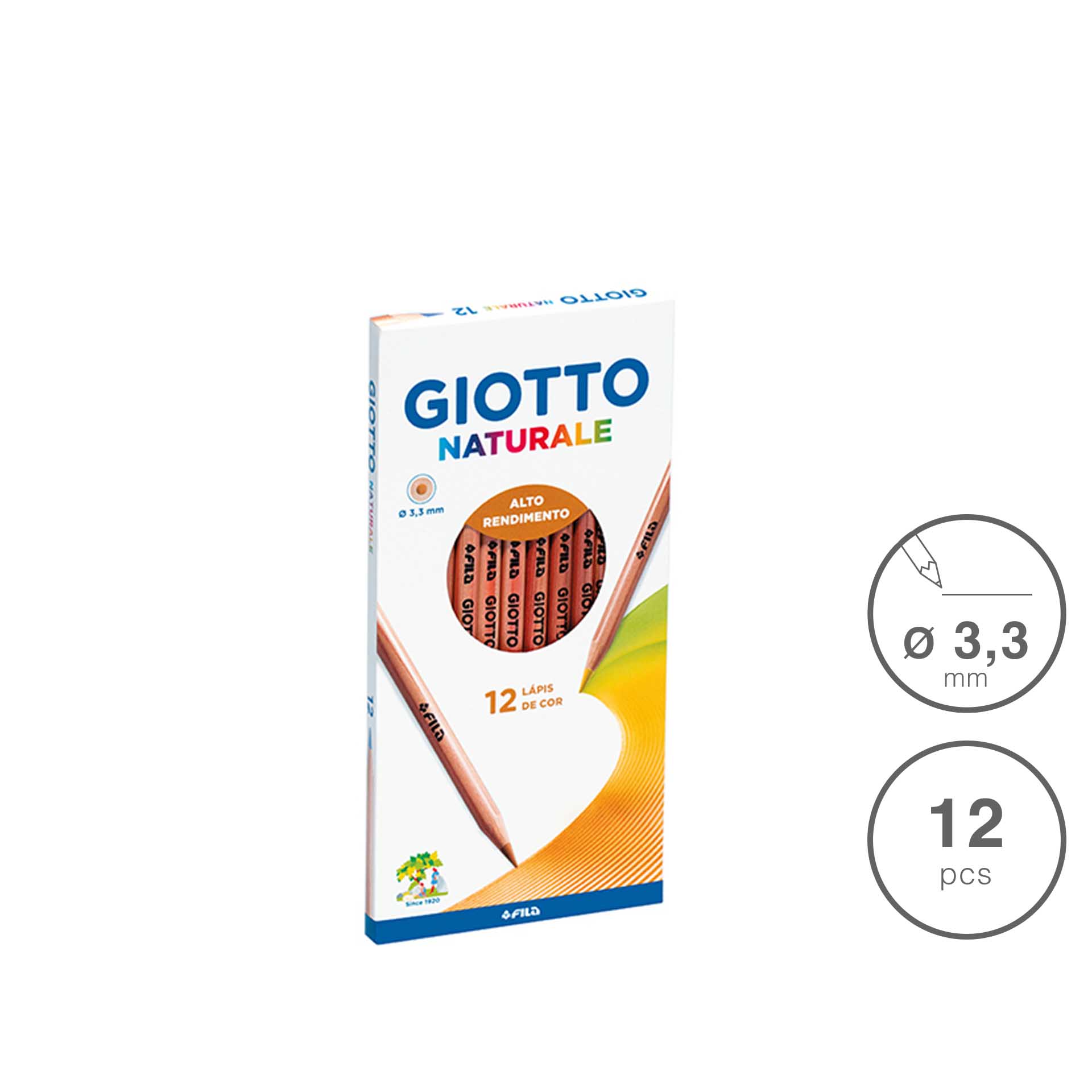 Lápis Cor Giotto Naturale 3.3mm 12 Cores