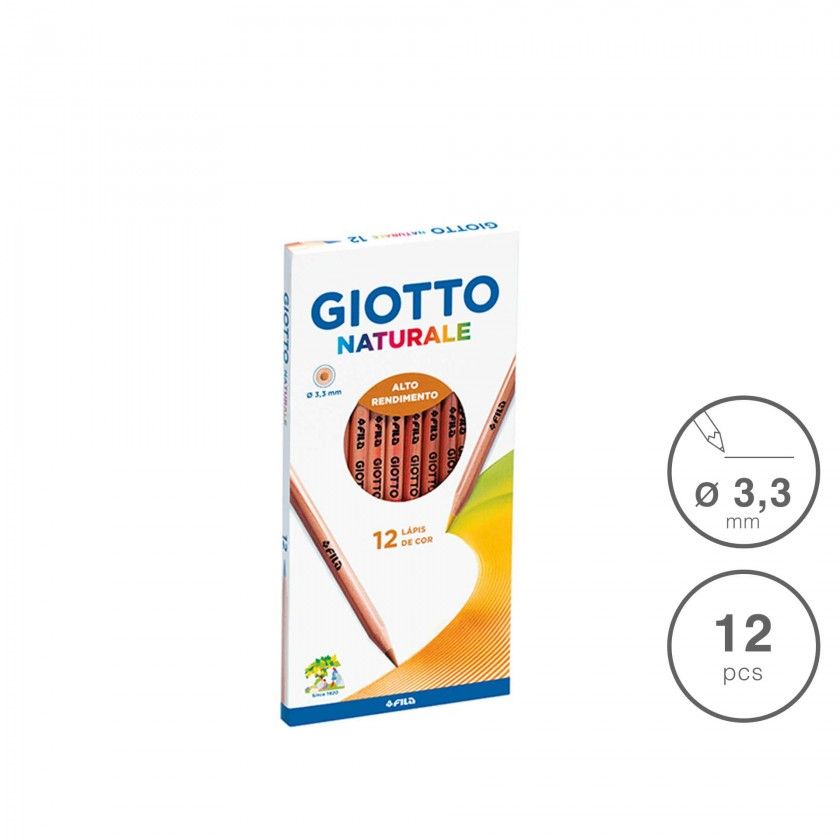 L�pis Cor Giotto Naturale 3.3mm 12 Cores