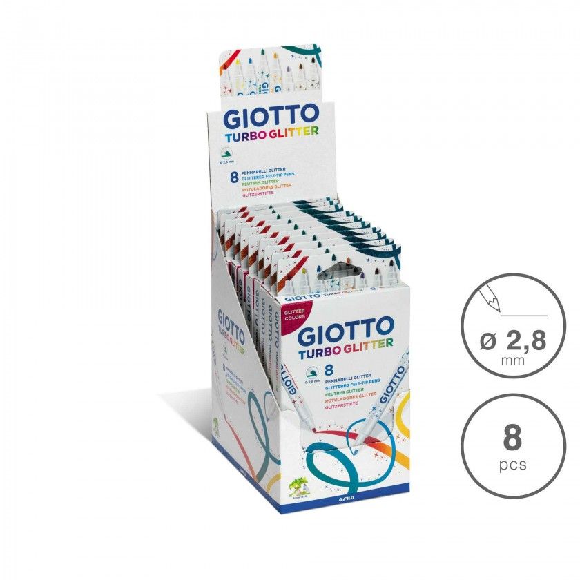 Marcador Giotto Turbo Glitter 2.8mm 8 Cores