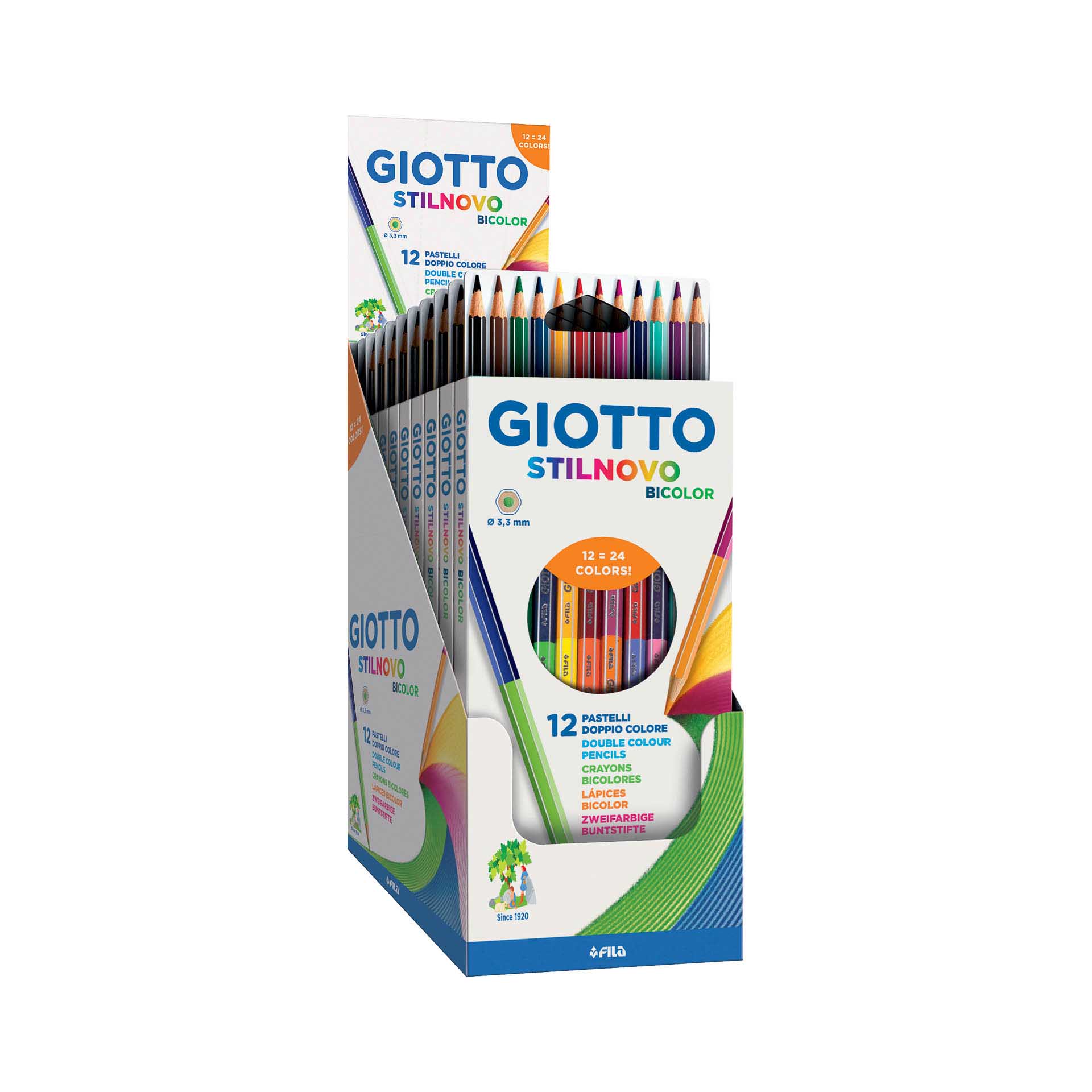 Lápis Cor Giotto Stilnovo Bicolor 3.3mm 12X2 Cores