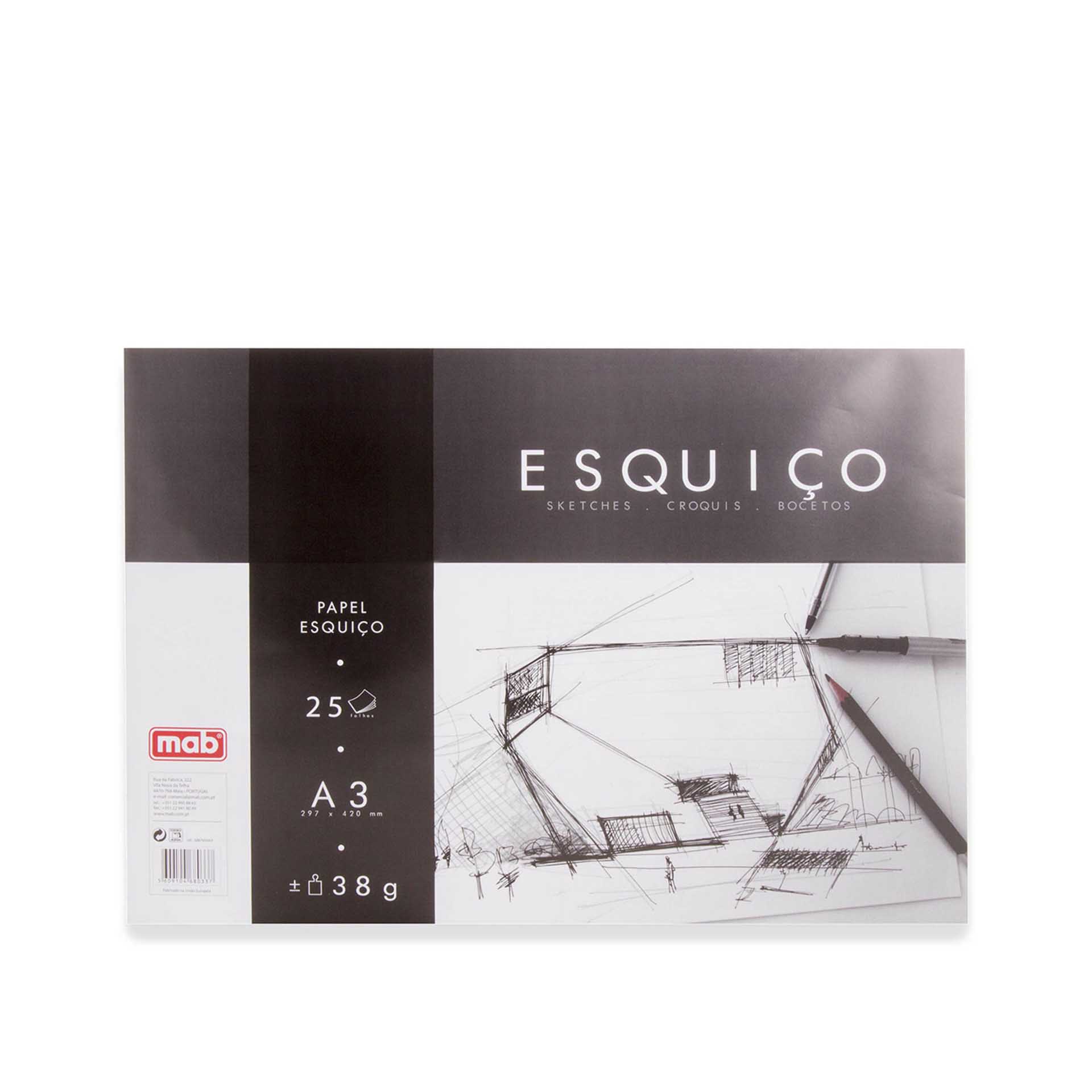 Bloco 25 Folhas Papel Esquiço A3