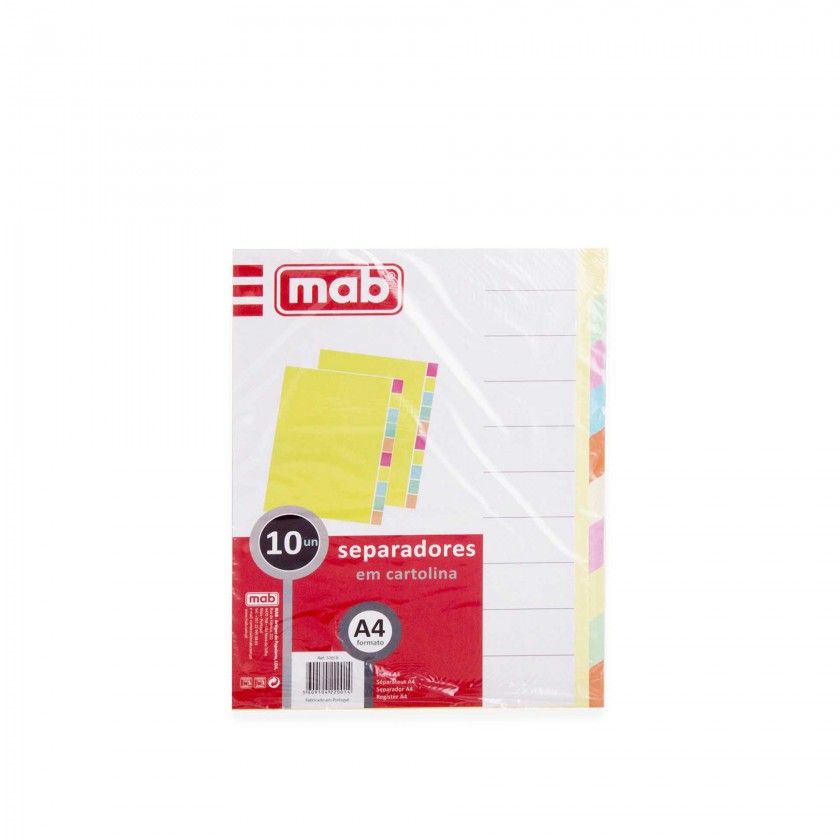Separador Cartolina 10 Folhas Mab Separador Cartolina 10 Folhas Mab