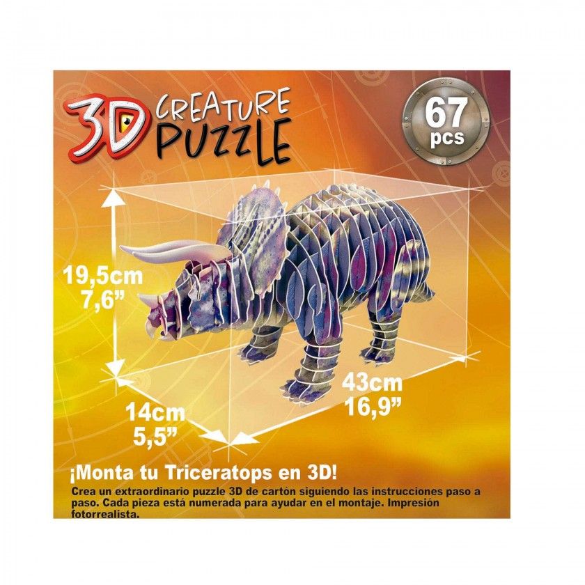 Puzzle 3D Educa Triceratops 67 Peças Puzzle 3D Educa Triceratops 67 Peças