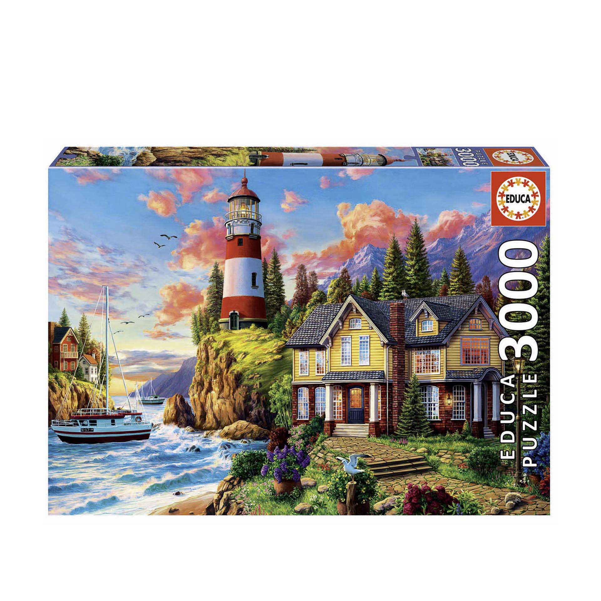 Puzzle Educa 3000 Peças Farol Junto Oceano