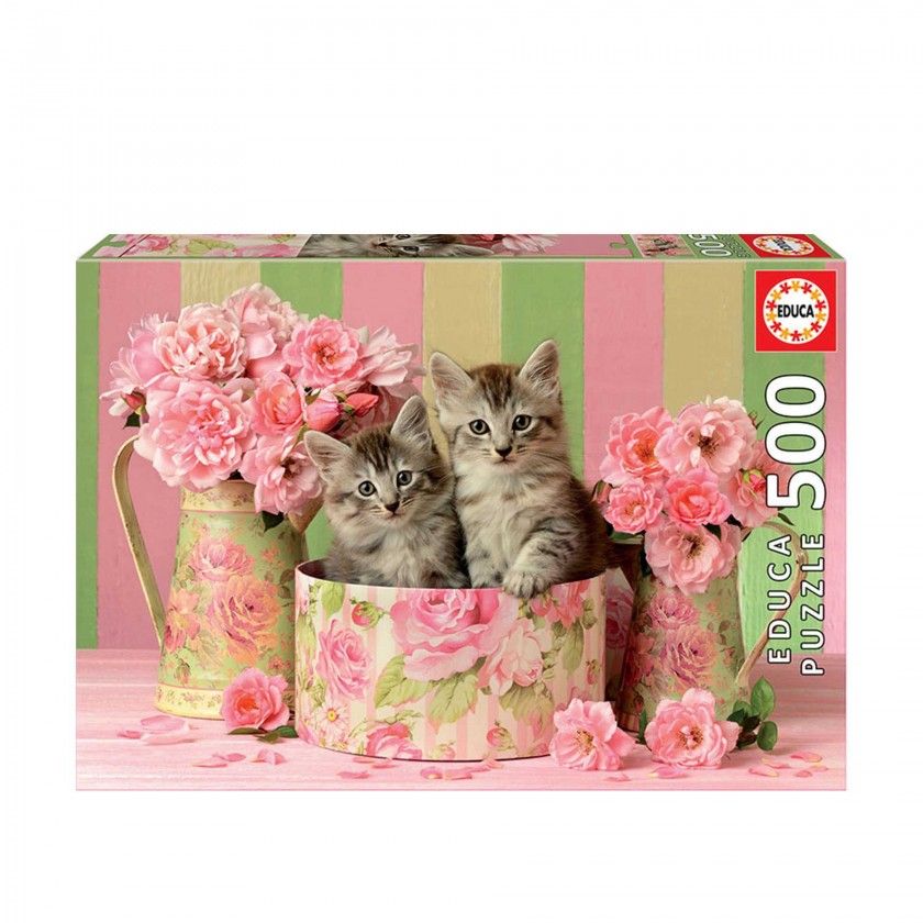 Puzzle Educa 500 Peças Gatinhos Com Rosas Puzzle Educa 500 Peças Gatinhos Com Rosas