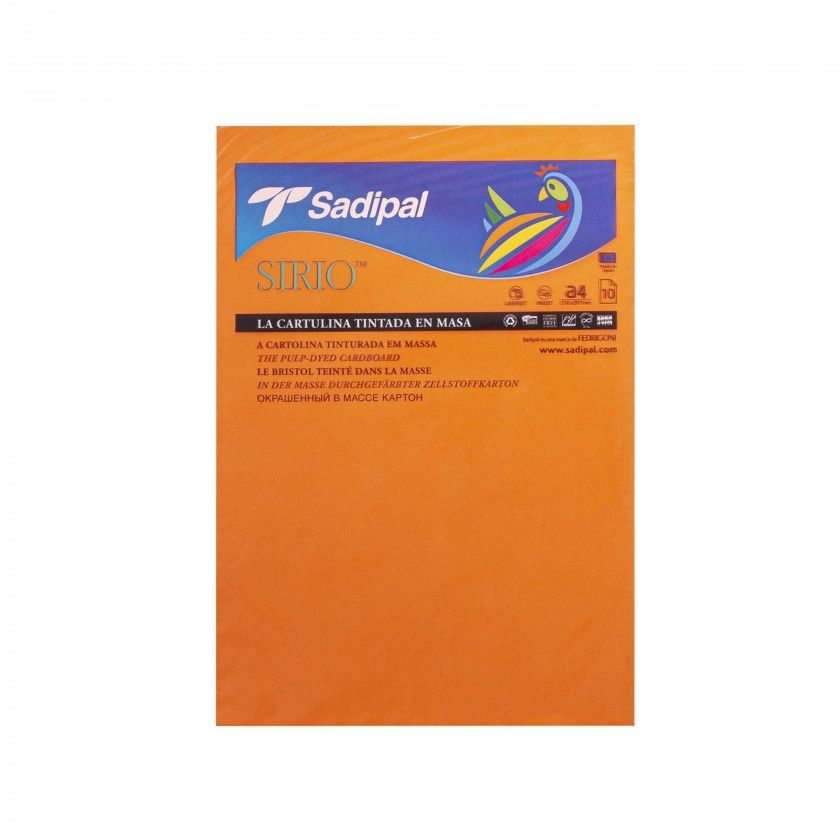 Folha Cartolina Sadipal A4 Laranja Intenso 21X29.7cm Pack 10