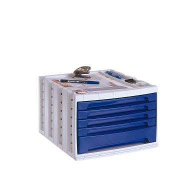 Bloco 5 Gavetas Classificadores Secret�ria Azul 37X30.5X21.5cm