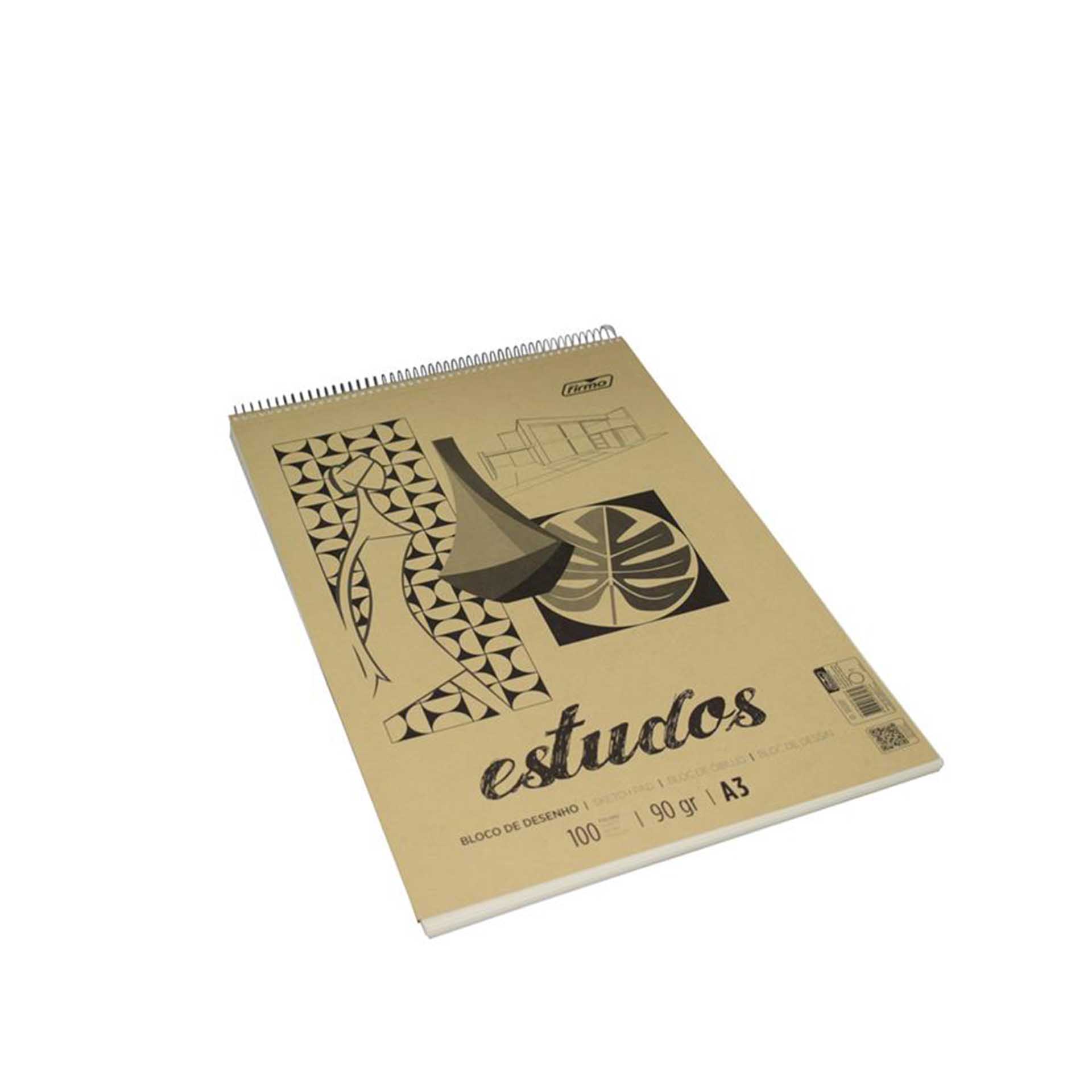 Bloco Desenho Espiral Estudos Premium A3 100 Folhas 90gr