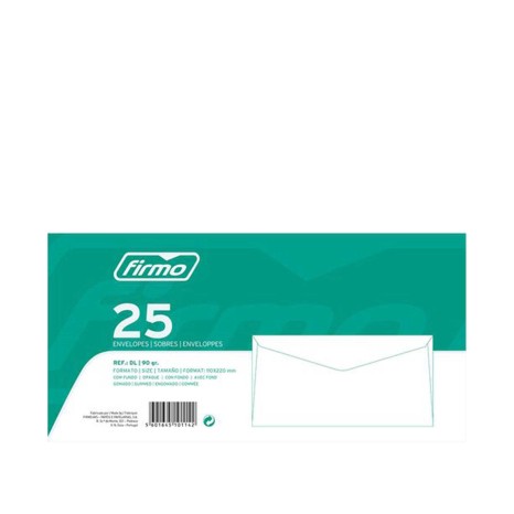 Envelope DL Fecho Gomado 22X11cm Pack 25 - Image product