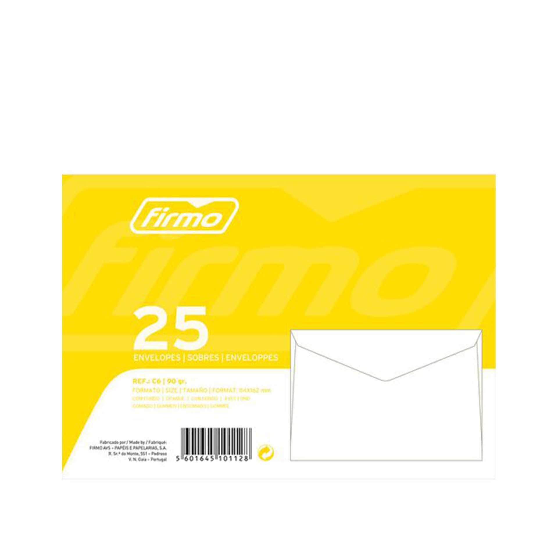 Envelope C6 Fecho Gomado 16.2X11.4cm Pack 25