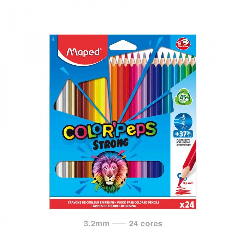 Lápis Cor Maped Strong 24 Cores Lápis Cor Maped Strong 24 Cores