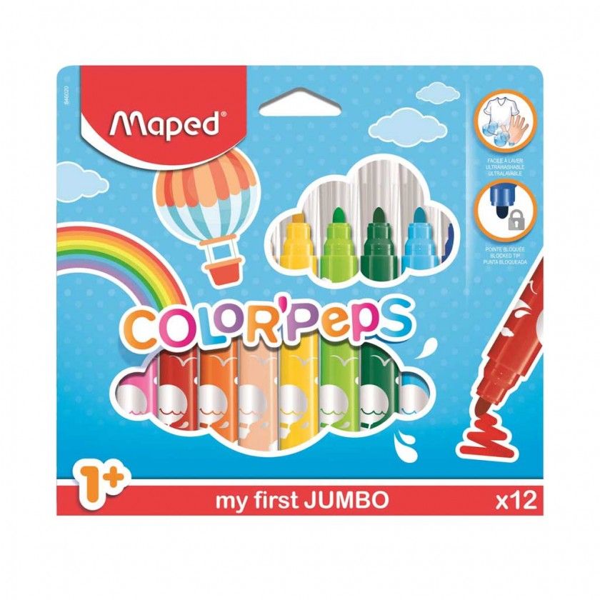 Marcador Maped Jumbo 12 Cores 5mm Marcador Maped Jumbo 12 Cores 5mm