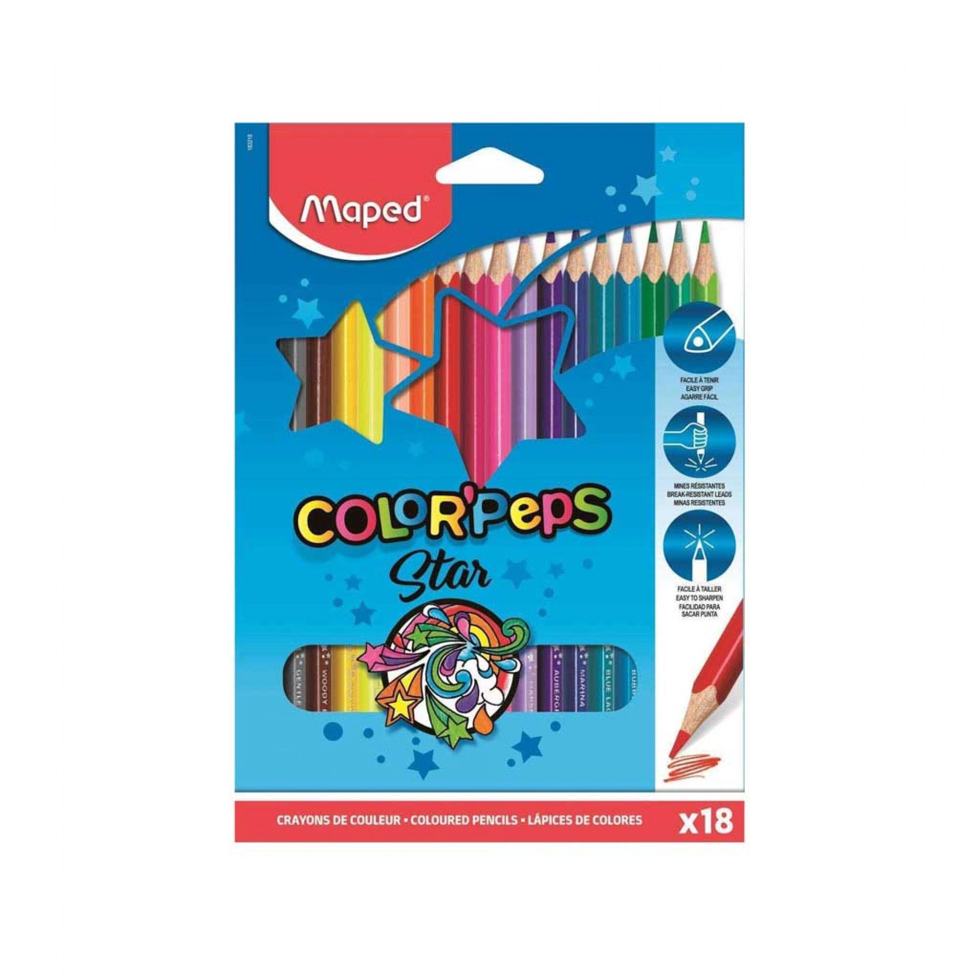 Lápis Cor Maped Color Peps Star 18 Cores 2.9mm