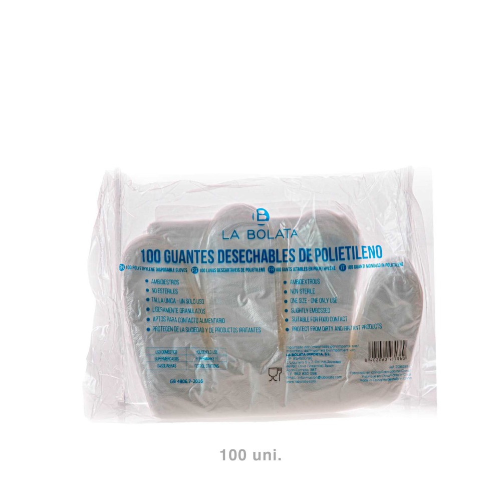 Luva Palha�o Polietileno Pack 100