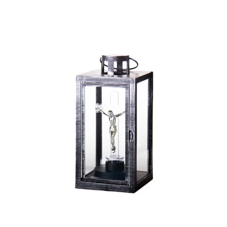 Lanterna Led Cruz Cristo Prateado 10X21X25.5cm - Image product