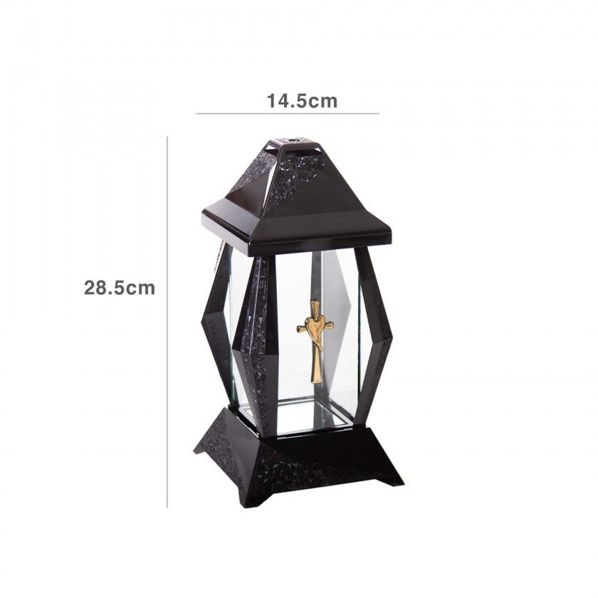 Candeeiro Capela Cruz Preto 14.5X28.5cm Candeeiro Capela Cruz Preto 14.5X28.5cm