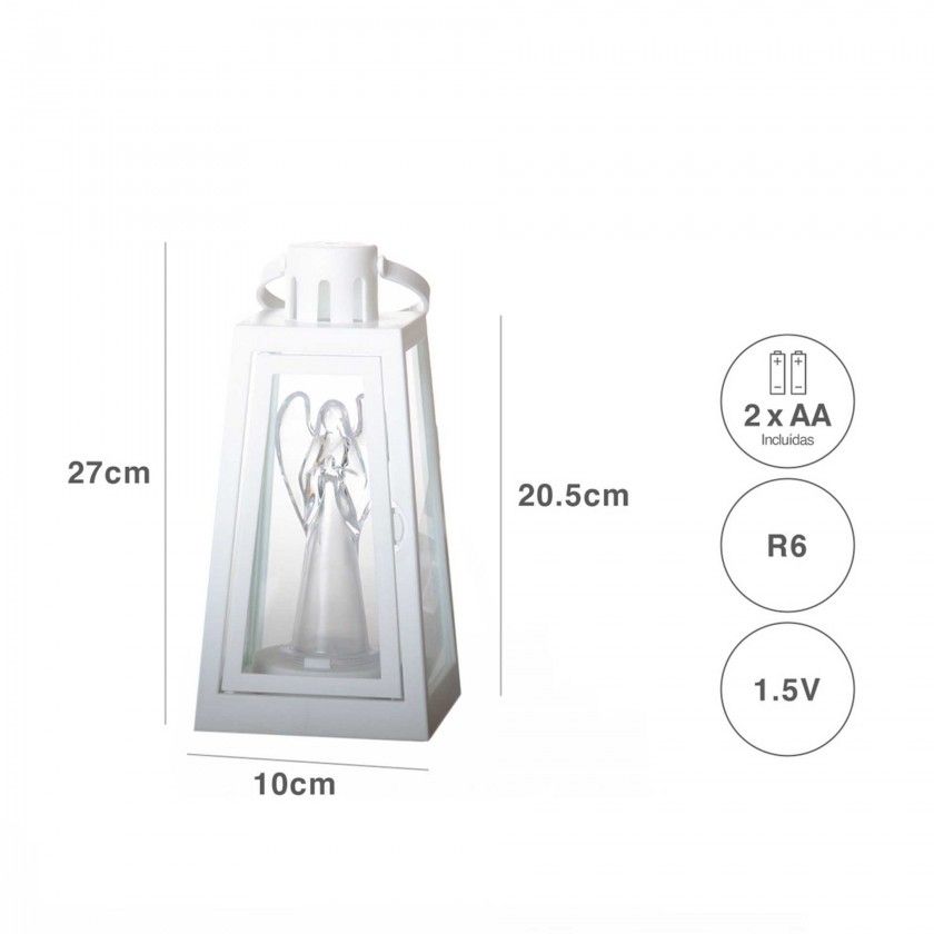 Lanterna Led Anjo Branco 10X20.5X27cm Lanterna Led Anjo Branco 10X20.5X27cm