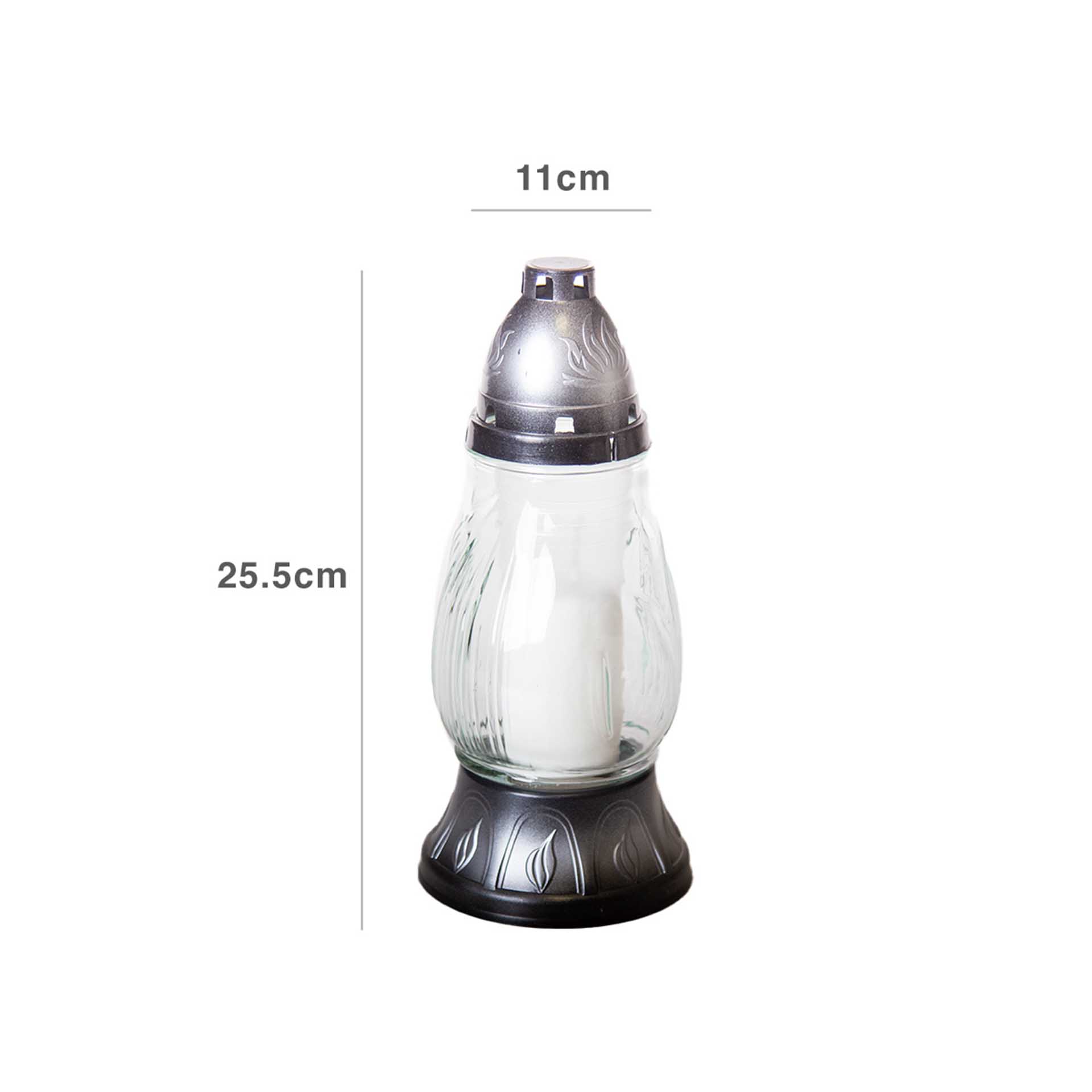 Candeeiro Vidro Ondas Prateado 11X25.5cm